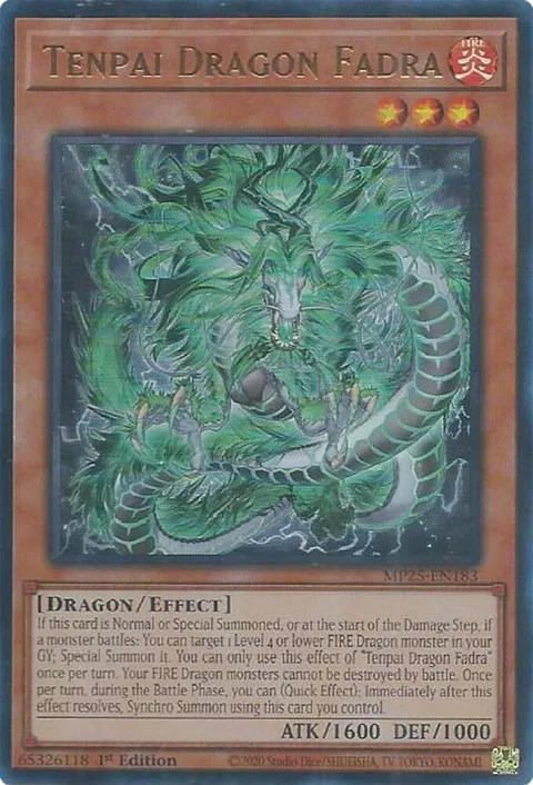 Tenpai Dragon Fadra MP25-EN183 Yu-Gi-Oh card from 2025 Mega-Pack