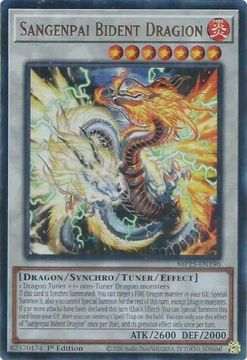 Sangenpai Bident Dragion MP25-EN190 Yu-Gi-Oh card from 2025 Mega-Pack