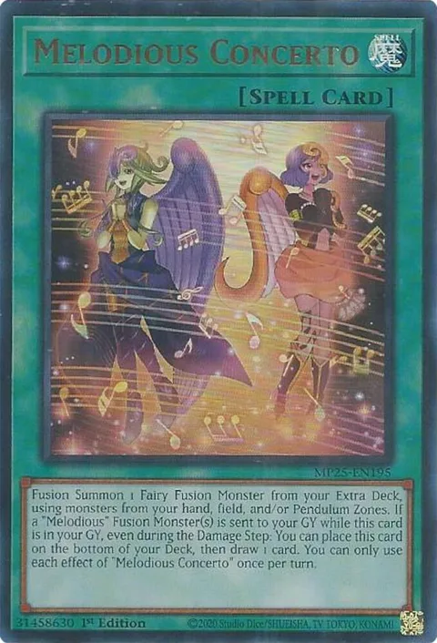 Melodious Concerto MP25-EN195 Yu-Gi-Oh card from 2025 Mega-Pack