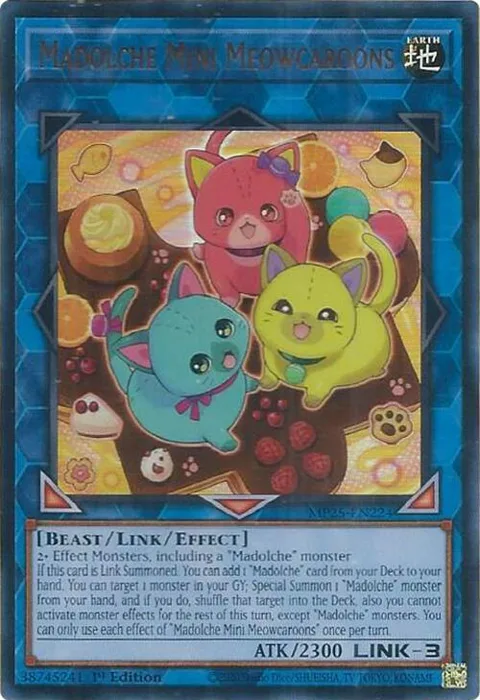 Madolche Mini Meowcaroons MP25-EN224 Yu-Gi-Oh card from 2025 Mega-Pack