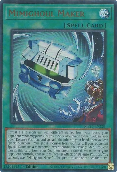 Mimighoul Maker MP25-EN238 Yu-Gi-Oh card from 2025 Mega-Pack