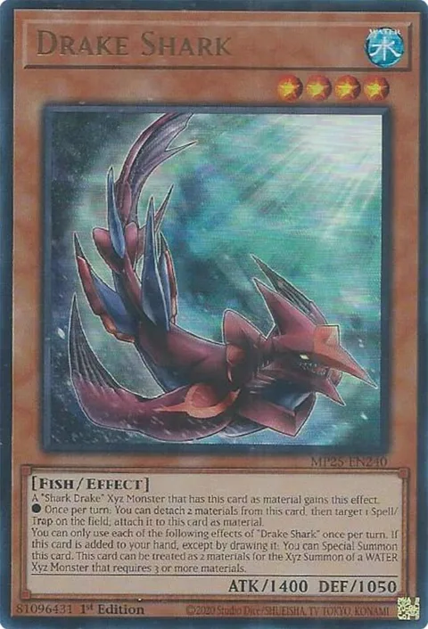Drake Shark MP25-EN240 Yu-Gi-Oh card from 2025 Mega-Pack