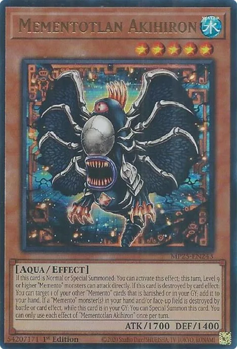 Mementotlan Akihiron MP25-EN243 Yu-Gi-Oh card from 2025 Mega-Pack