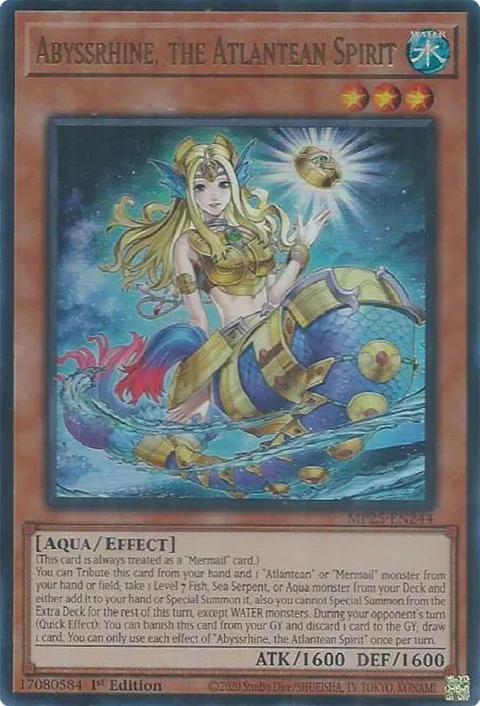 Abyssrhine, the Atlantean Spirit MP25-EN244 Yu-Gi-Oh card from 2025 Mega-Pack