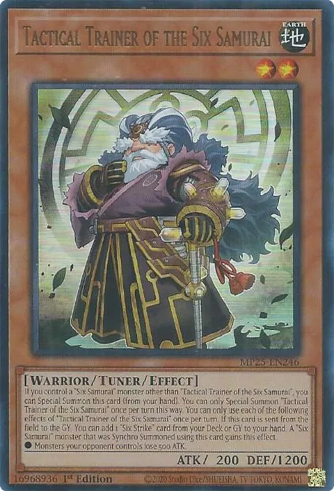 Tactical Trainer of the Six Samurai MP25-EN246 Yu-Gi-Oh card from 2025 Mega-Pack