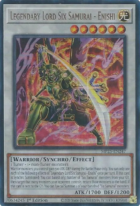 Legendary Lord Six Samurai - Enishi MP25-EN247 Yu-Gi-Oh card from 2025 Mega-Pack