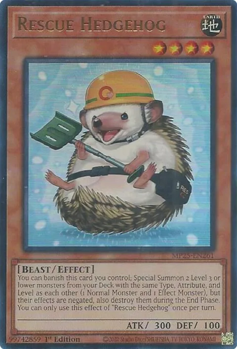 Rescue Hedgehog MP25-EN261 Yu-Gi-Oh card from 2025 Mega-Pack