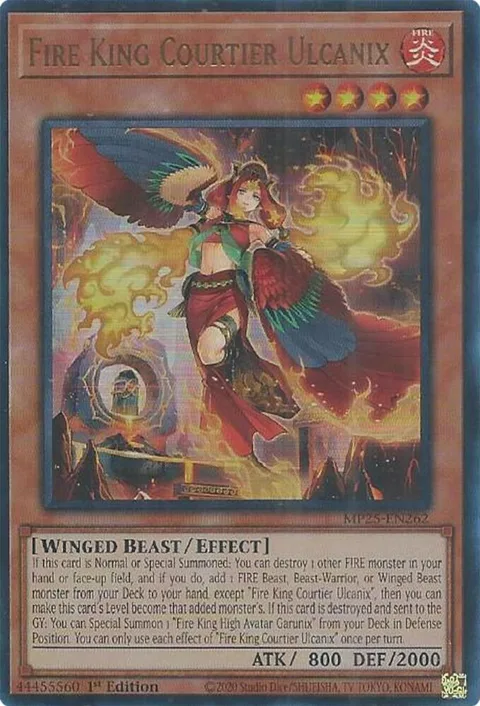 Fire King Courtier Ulcanix MP25-EN262 Yu-Gi-Oh card from 2025 Mega-Pack