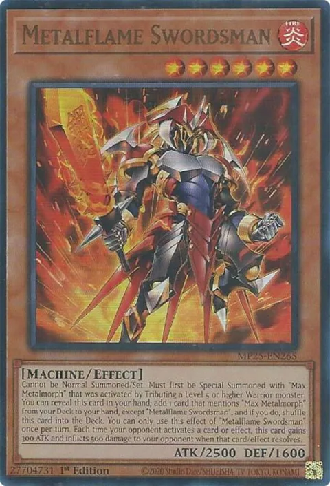 Metalflame Swordsman MP25-EN265 Yu-Gi-Oh card from 2025 Mega-Pack