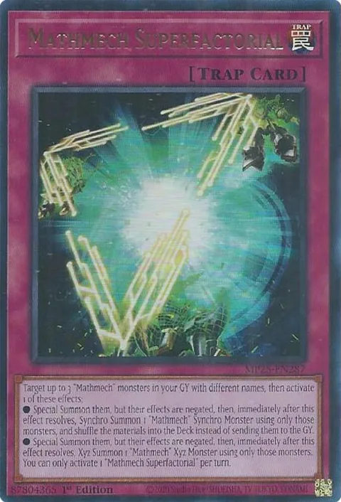 Mathmech Superfactorial MP25-EN287 Yu-Gi-Oh card from 2025 Mega-Pack