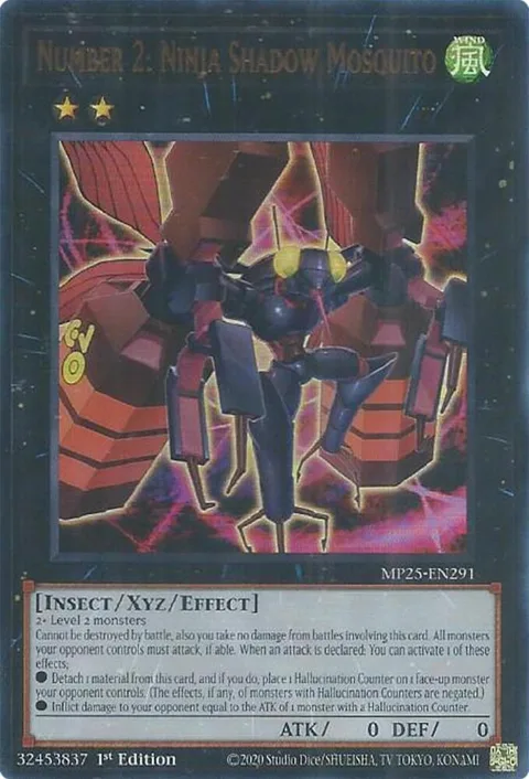 Number 2: Ninja Shadow Mosquito MP25-EN291 Yu-Gi-Oh card from 2025 Mega-Pack