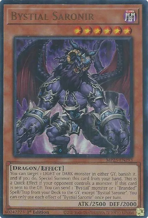 Bystial Saronir MP25-EN293 Yu-Gi-Oh card from 2025 Mega-Pack