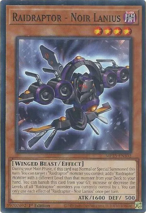 Raidraptor - Noir Lanius MP25-EN302 Yu-Gi-Oh card from 2025 Mega-Pack