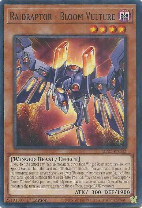 Raidraptor - Bloom Vulture MP25-EN303 Yu-Gi-Oh card from 2025 Mega-Pack