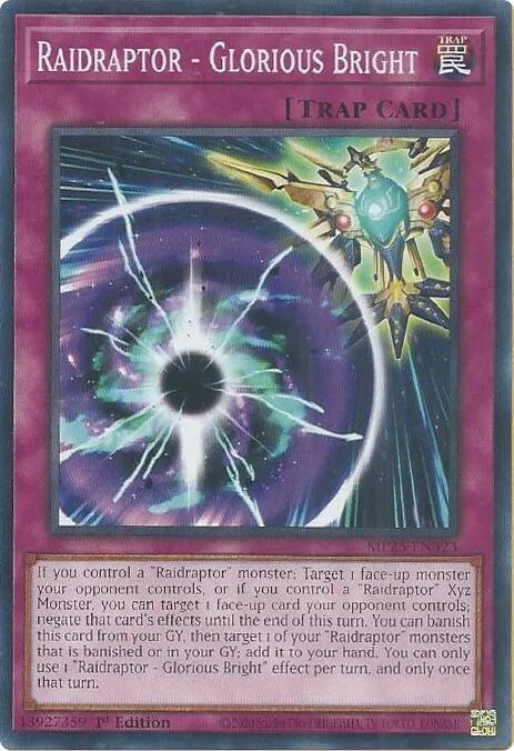 Raidraptor - Glorious Bright MP25-EN323 Yu-Gi-Oh card from 2025 Mega-Pack