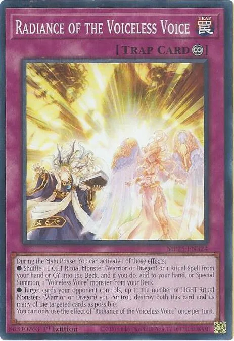 Radiance of the Voiceless Voice MP25-EN324 Yu-Gi-Oh card from 2025 Mega-Pack