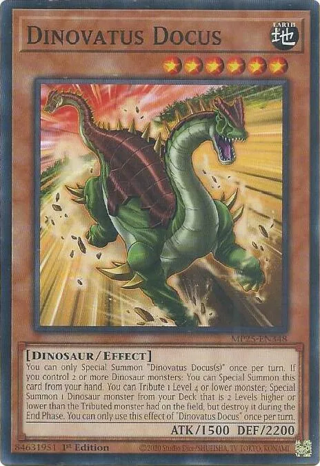 Dinovatus Docus MP25-EN348 Yu-Gi-Oh card from 2025 Mega-Pack