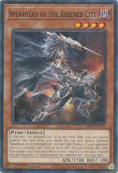 Spearhead of the Ashened City MP25-EN372 Yu-Gi-Oh card from 2025 Mega-Pack
