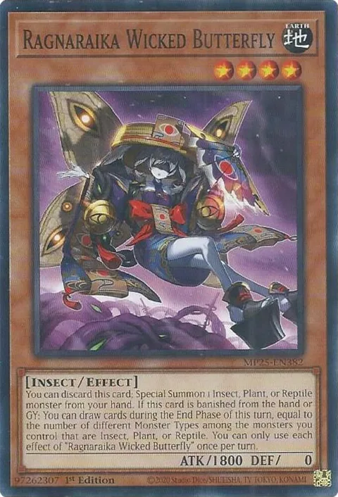 Ragnaraika Wicked Butterfly MP25-EN382 Yu-Gi-Oh card from 2025 Mega-Pack