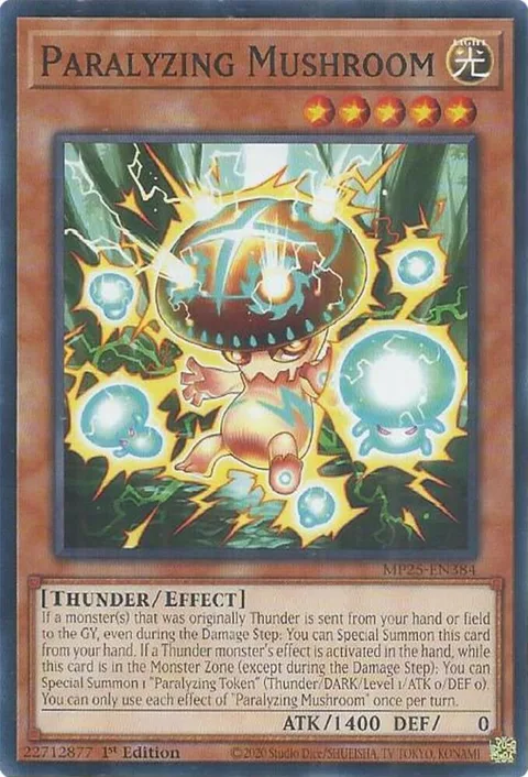 Paralyzing Mushroom MP25-EN384 Yu-Gi-Oh card from 2025 Mega-Pack