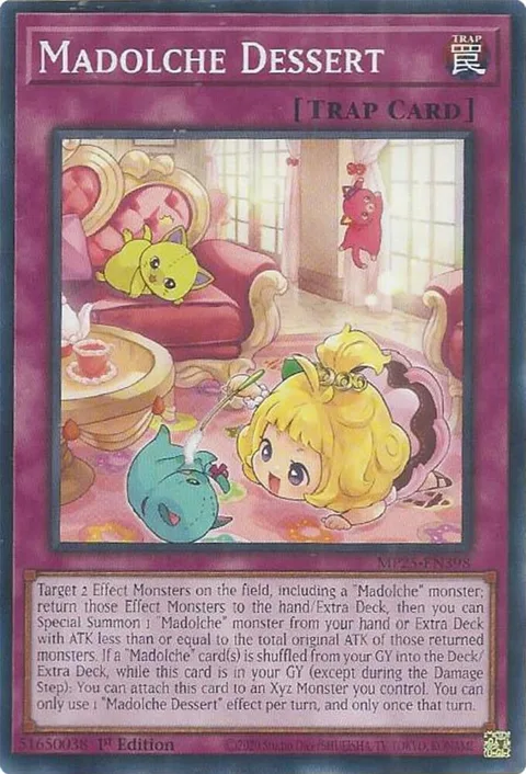 Madolche Dessert MP25-EN398 Yu-Gi-Oh card from 2025 Mega-Pack