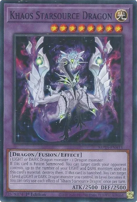 Khaos Starsource Dragon MP25-EN413 Yu-Gi-Oh card from 2025 Mega-Pack