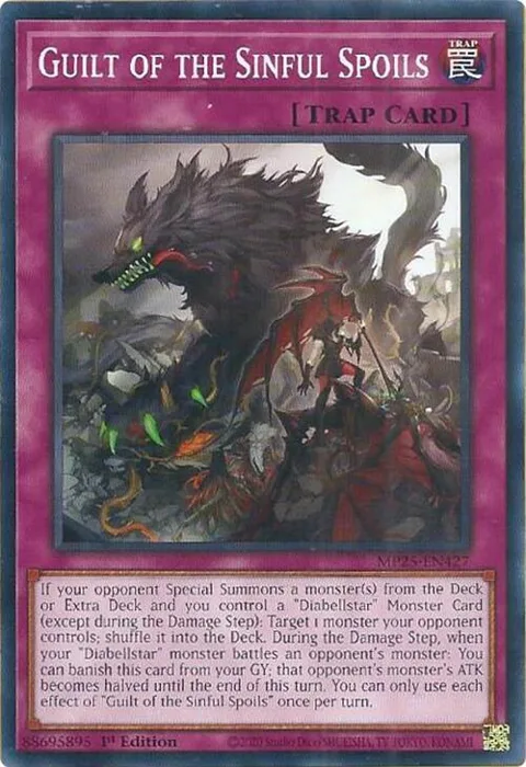 Guilt of the Sinful Spoils MP25-EN427 Yu-Gi-Oh card from 2025 Mega-Pack