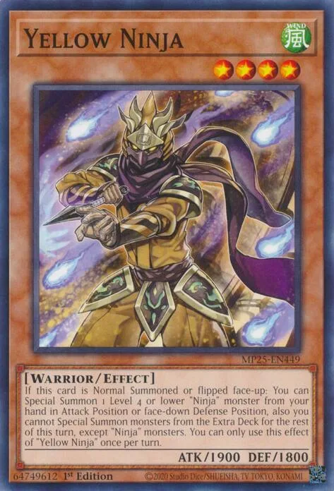 Yellow Ninja MP25-EN449 Yu-Gi-Oh card from 2025 Mega-Pack