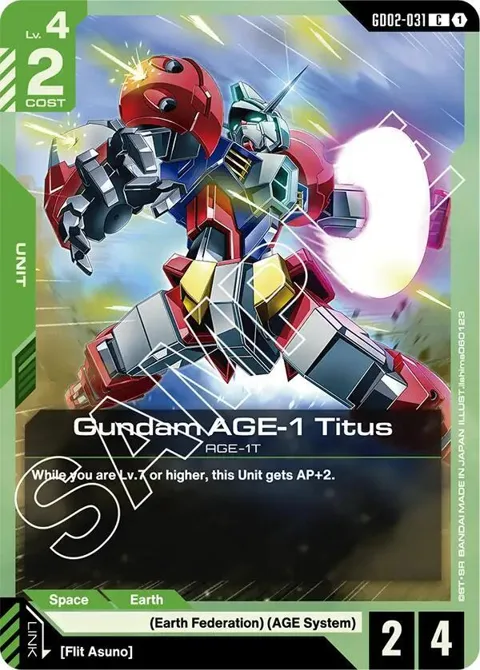 Gundam AGE-1 Titus GD02-031 Gundam card from Dual Impact