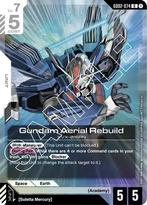 Gundam Aerial Rebuild GD02-074 Gundam card from Dual Impact