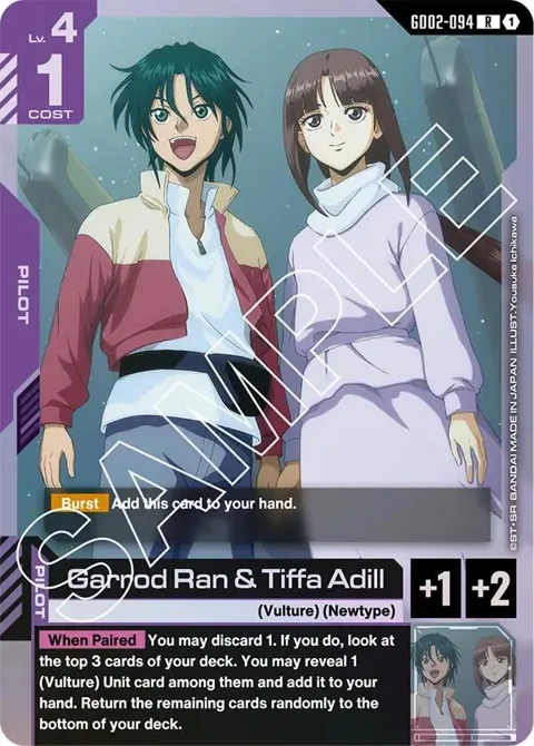 Garrod Ran & Tiffa Adill GD02-094 Gundam card from Dual Impact