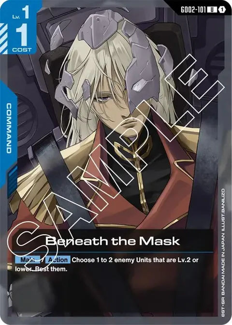 Beneath the Mask GD02-101 Gundam card from Dual Impact