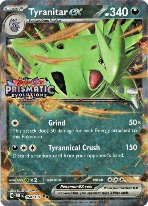 Tyranitar ex Prismatic Evolutions Stamp #064/131 Holofoil Pokémon card from Miscellaneous Cards & Products