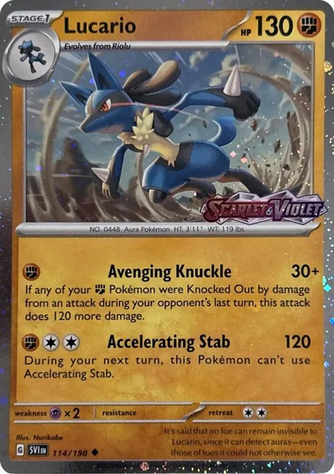 Lucario Scarlet & Violet Stamp #114/198 Holofoil Pokémon card from Miscellaneous Cards & Products