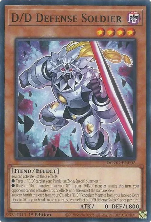 D/D Defense Soldier DOOD-EN002 Yu-Gi-Oh card from Doom of Dimensions