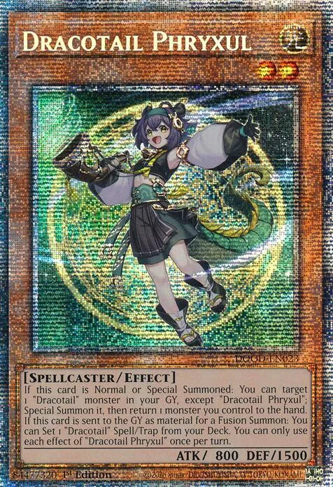 Dracotail Phryxul Starlight Rare DOOD-EN023 Yu-Gi-Oh card from Doom of Dimensions