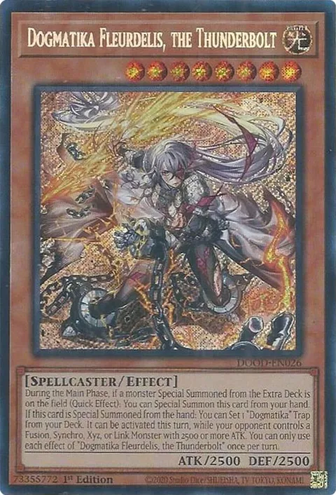 Dogmatika Fleurdelis, the Thunderbolt DOOD-EN026 Yu-Gi-Oh card from Doom of Dimensions