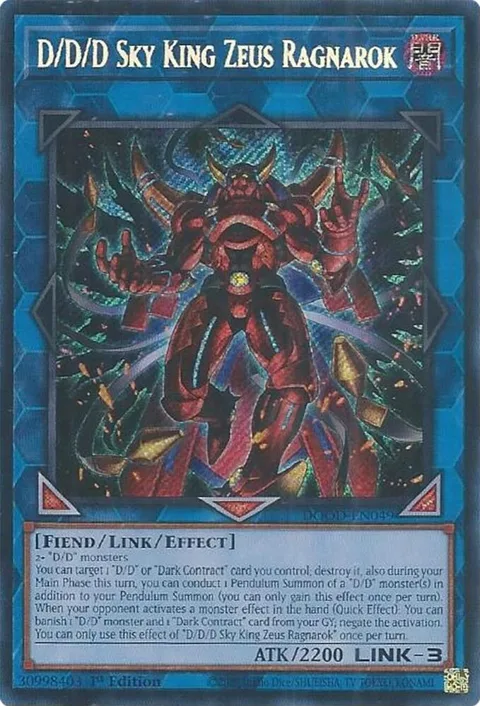 D/D/D Sky King Zeus Ragnarok DOOD-EN049 Yu-Gi-Oh card from Doom of Dimensions