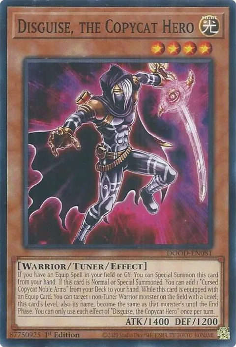 Disguise, the Copycat Hero DOOD-EN081 Yu-Gi-Oh card from Doom of Dimensions
