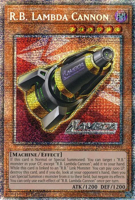 R.B. Lambda Cannon Starlight Rare DOOD-EN090 Yu-Gi-Oh card from Doom of Dimensions