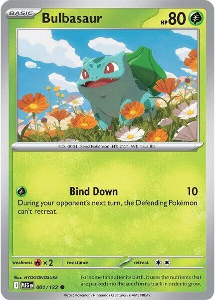 Bulbasaur #001/132 Pokémon card from Mega Evolution