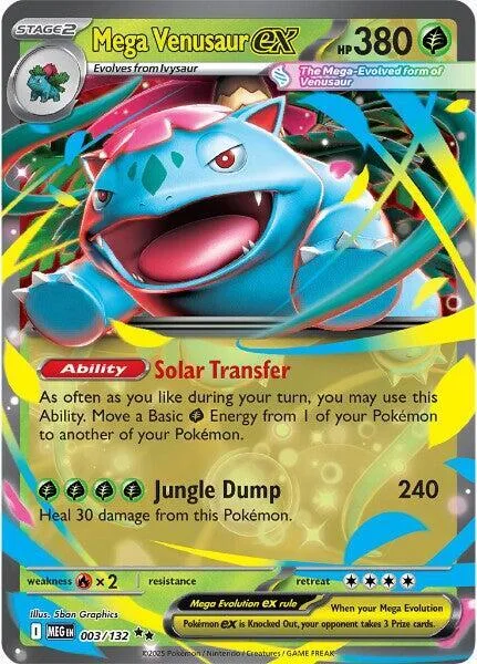 Mega Venusaur ex #003/132 Holofoil Pokémon card from Mega Evolution