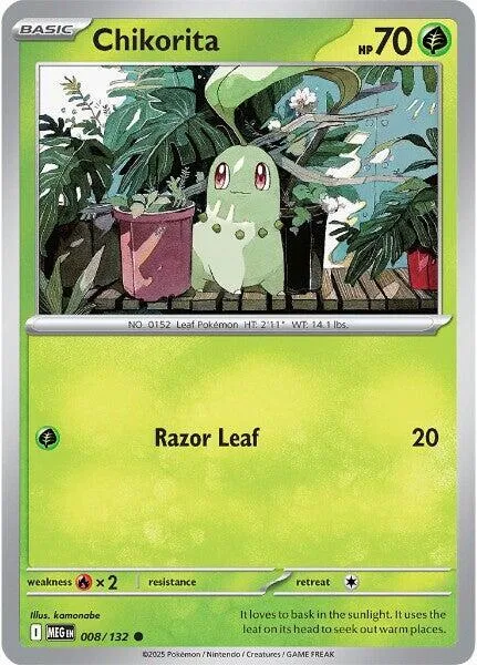 Chikorita #008/132 Pokémon card from Mega Evolution