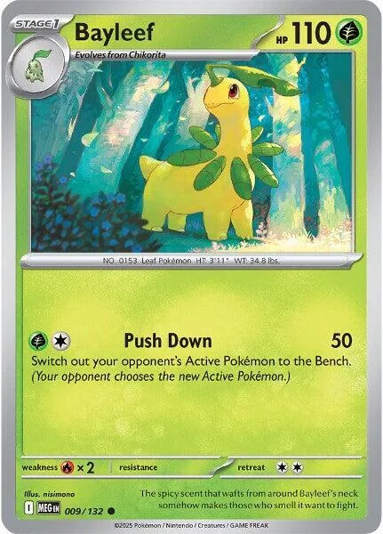 Bayleef #009/132 Pokémon card from Mega Evolution