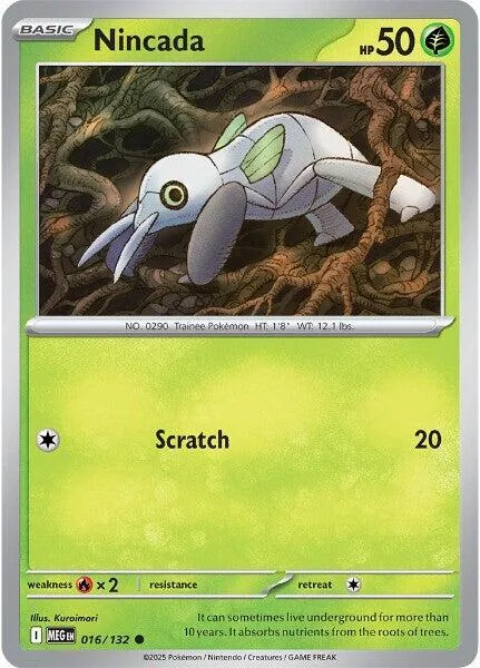 Nincada #016/132 Pokémon card from Mega Evolution