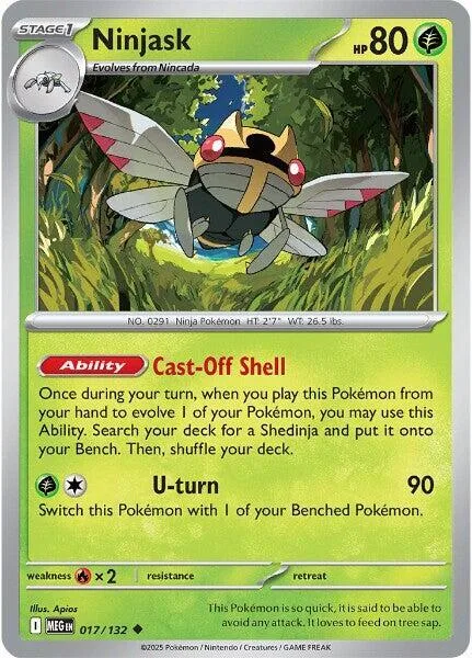 Ninjask #017/132 Pokémon card from Mega Evolution