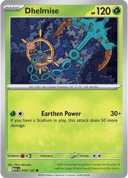Dhelmise #018/132 Pokémon card from Mega Evolution