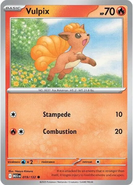 Vulpix #019/132 Pokémon card from Mega Evolution
