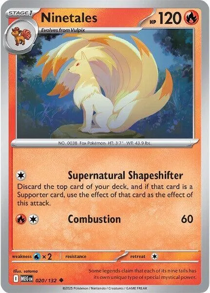 Ninetales #020/132 Pokémon card from Mega Evolution