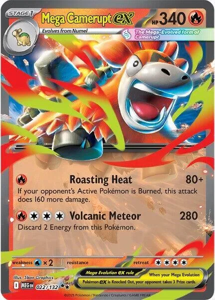 Mega Camerupt ex #022/132 Holofoil Pokémon card from Mega Evolution